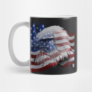 American Bald Eagle with American flag back ground Mug